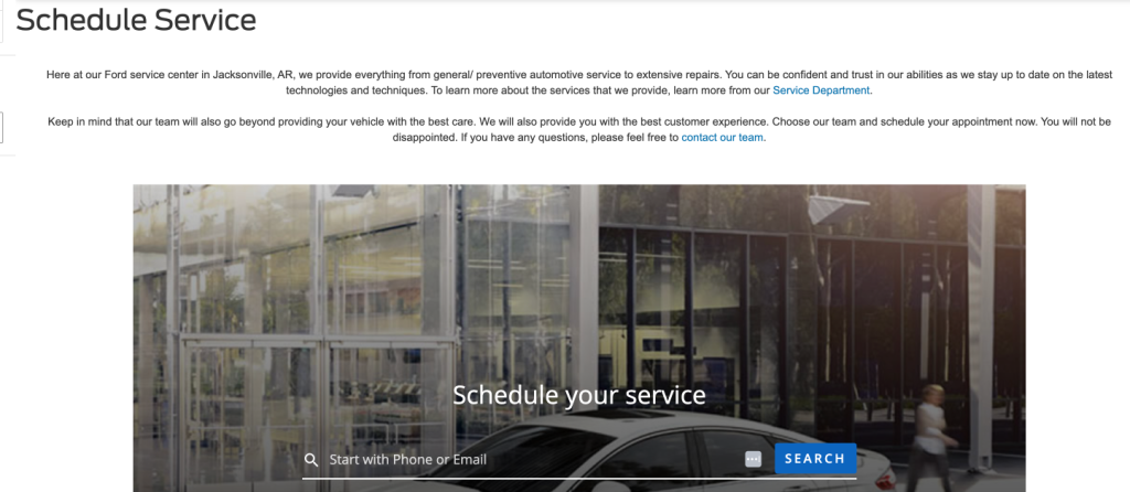 Crain Ford of Jacksonville Scheduling Service on website
